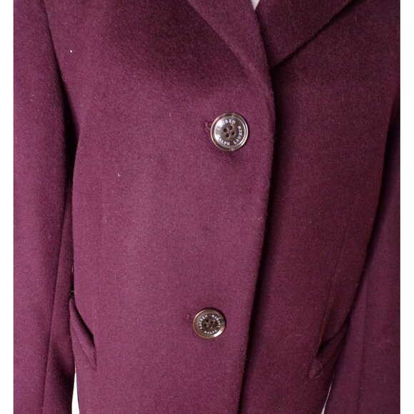 🆕RALPH LAUREN Longline Reefer Coat Wool Blend Wine Burgundy 16 - Picture 6 of 11